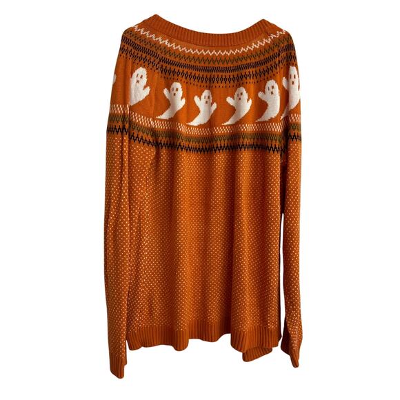 Halloween Ghost Themed Buttonless Cardigan Sweater Size XXL Spooky Season - Picture 1 of 7